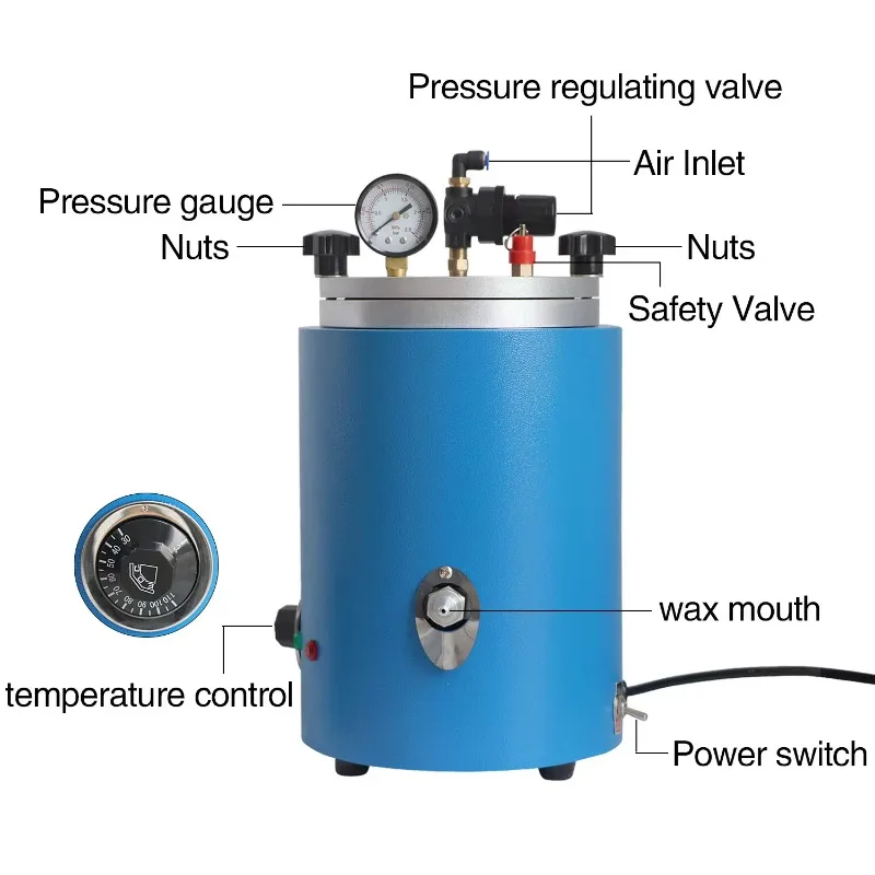 Wax Injector 2.5L Machine 500 Watt Wax Casting Machine with Double Nozzles for Jewelry Wax Injection