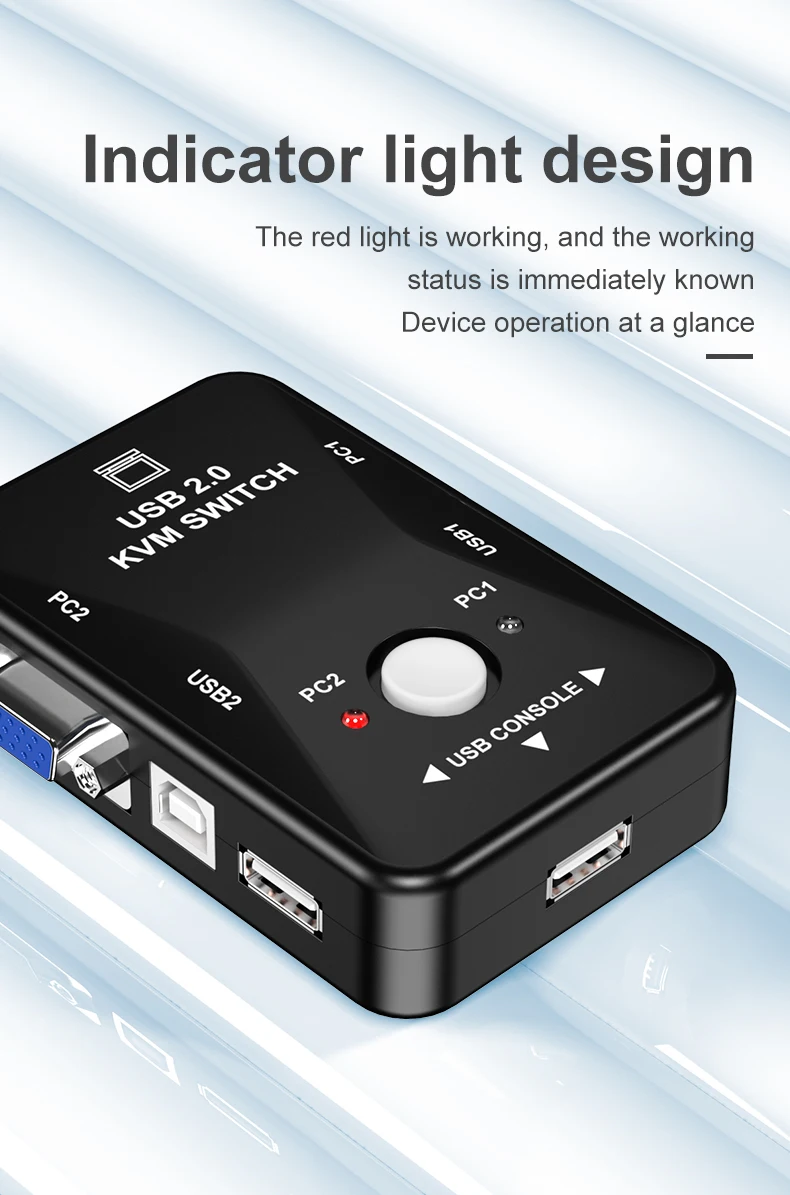 Conmutador KVM USB con selección de vídeo VGA SVGA