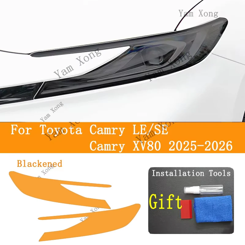 

For Toyota Camry LE/SE camry XV80 2025 2026 Car Accessories Headlight Protective Film Transparent Black TPU Sticker