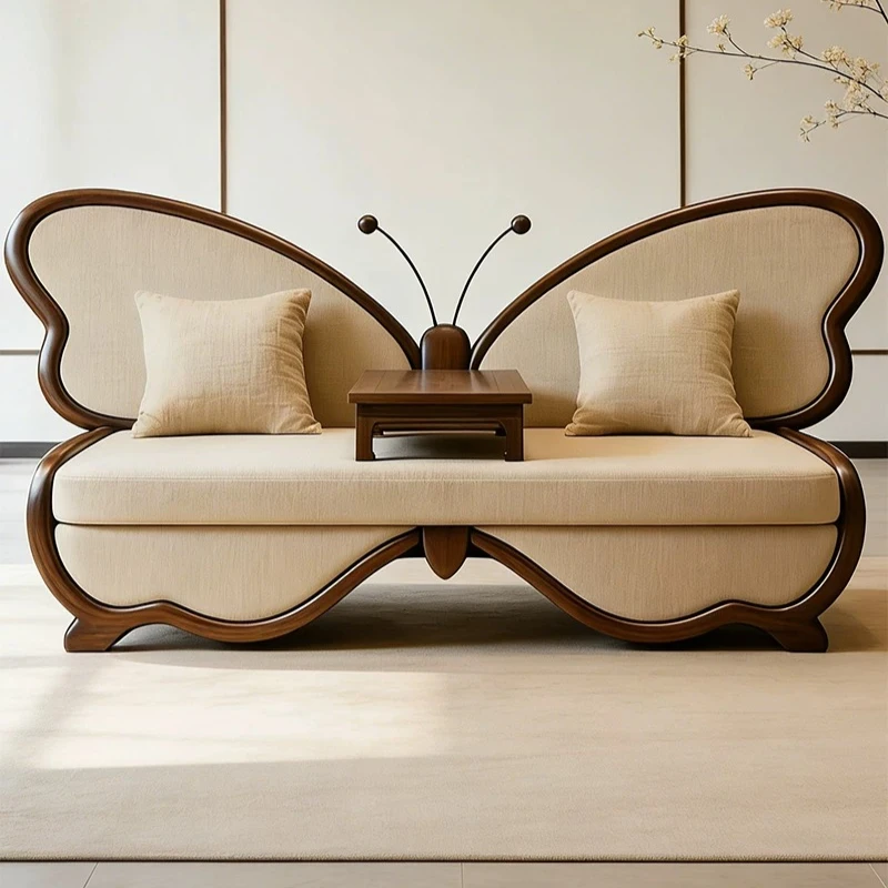 

LTT new Chinese sofa Song-style aesthetics big butterfly fabric sofa solid wood furniture