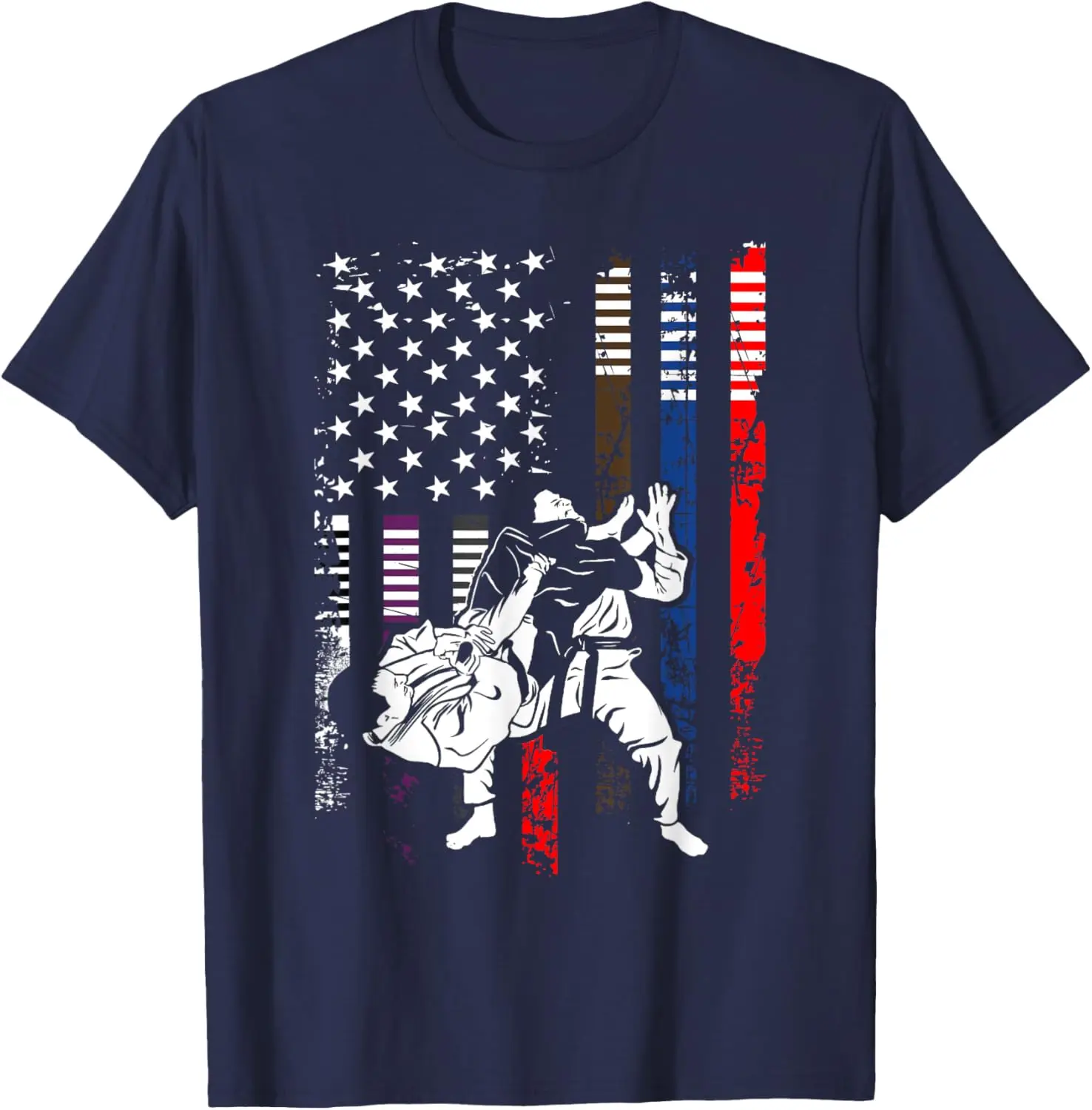 Brazilian Jiu Jitsu - American Flag Martial Arts T-Shirt 100% Cotton O-Neck Short Sleeve Summer Casual Mens T-shirt Streetwear