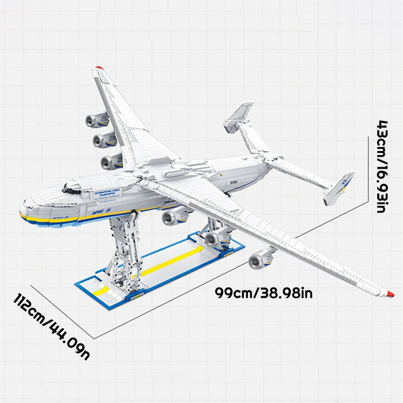 Klemmbausteine An-225 Transportflugzeug-Flugzeug-Bausteine-Set, JX57014, technisches Flugzeugmodell zum Sammeln, Geschenk für Kinder und Erwachsene, 6350 Teile