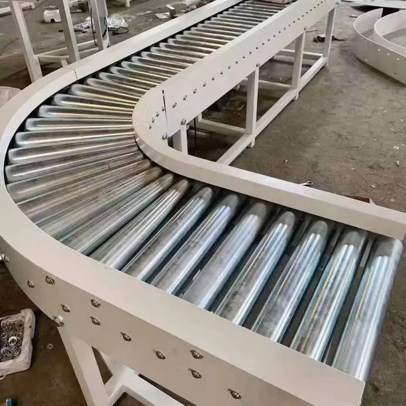 The straight roller conveyor is used for sliding transportation of boxed goods in warehouse distribution