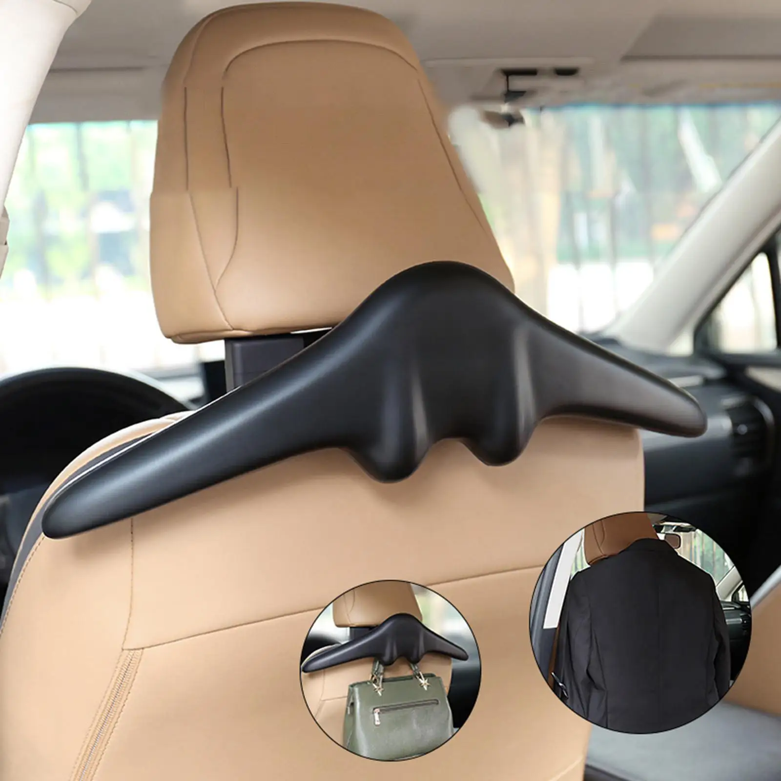 Multifunctional Car Coat Hangers Handle Hanging Hook, Portable PU Leather