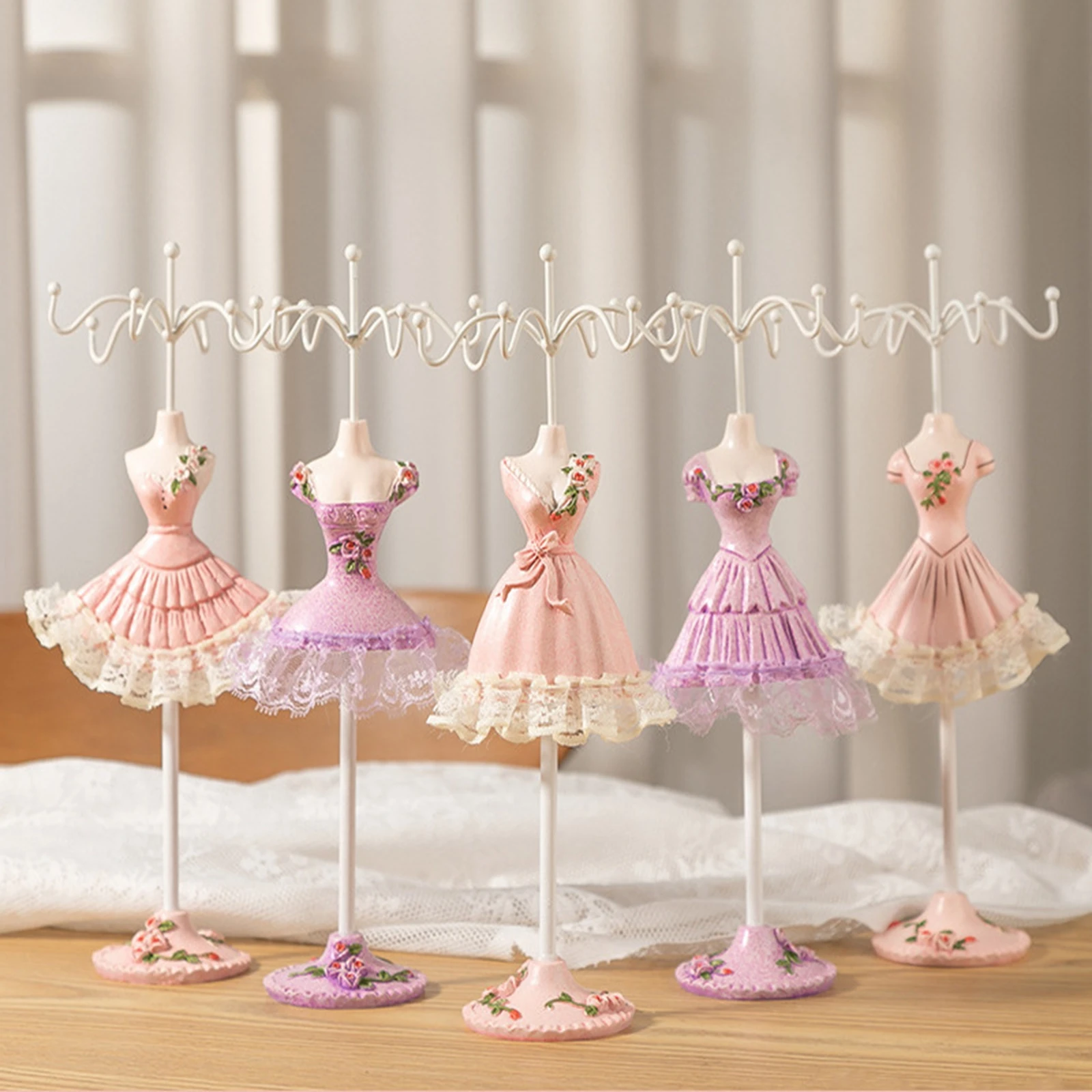 Jewelry Rack Display Stand with 6 Hooks Hanging Decoration Model Dress  Display Showcase Girls Gift Dresser Shelves Showroom