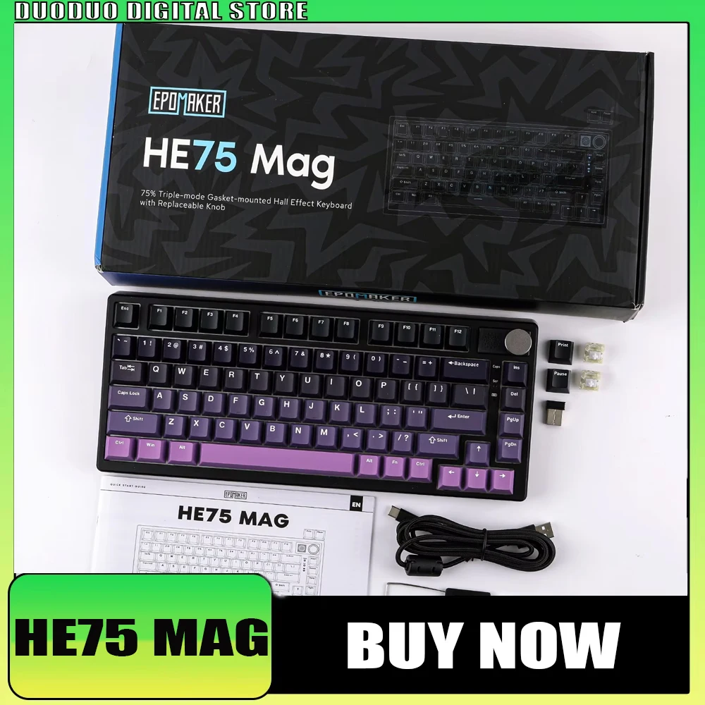 

Epomaker He75 MAG Keyboard Tri Mode Knob Custom Side-Carved Rgb Pc Accessries E-Sports Game Keyboard For Gamer Keyboards Gifts