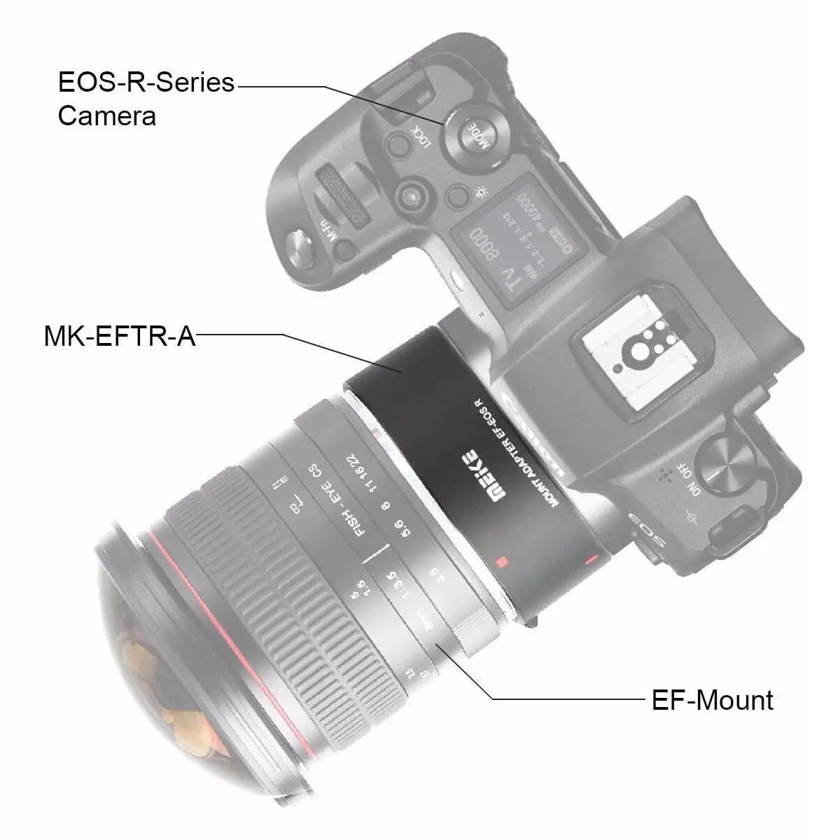 

Meike MK-EFTR-A EF-EOS R Lens Adapter Ring Auto Focus Full Frame for Canon EF Lens to Canon RF Camera EOS R R6 RP R5 R3 R7 R10