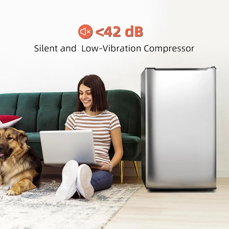 Upright Freezer with Reversible Single Door 3.5 Cubic Feet Stainless Steel Compact Freezer in Silver Featuring Adjustable Therm