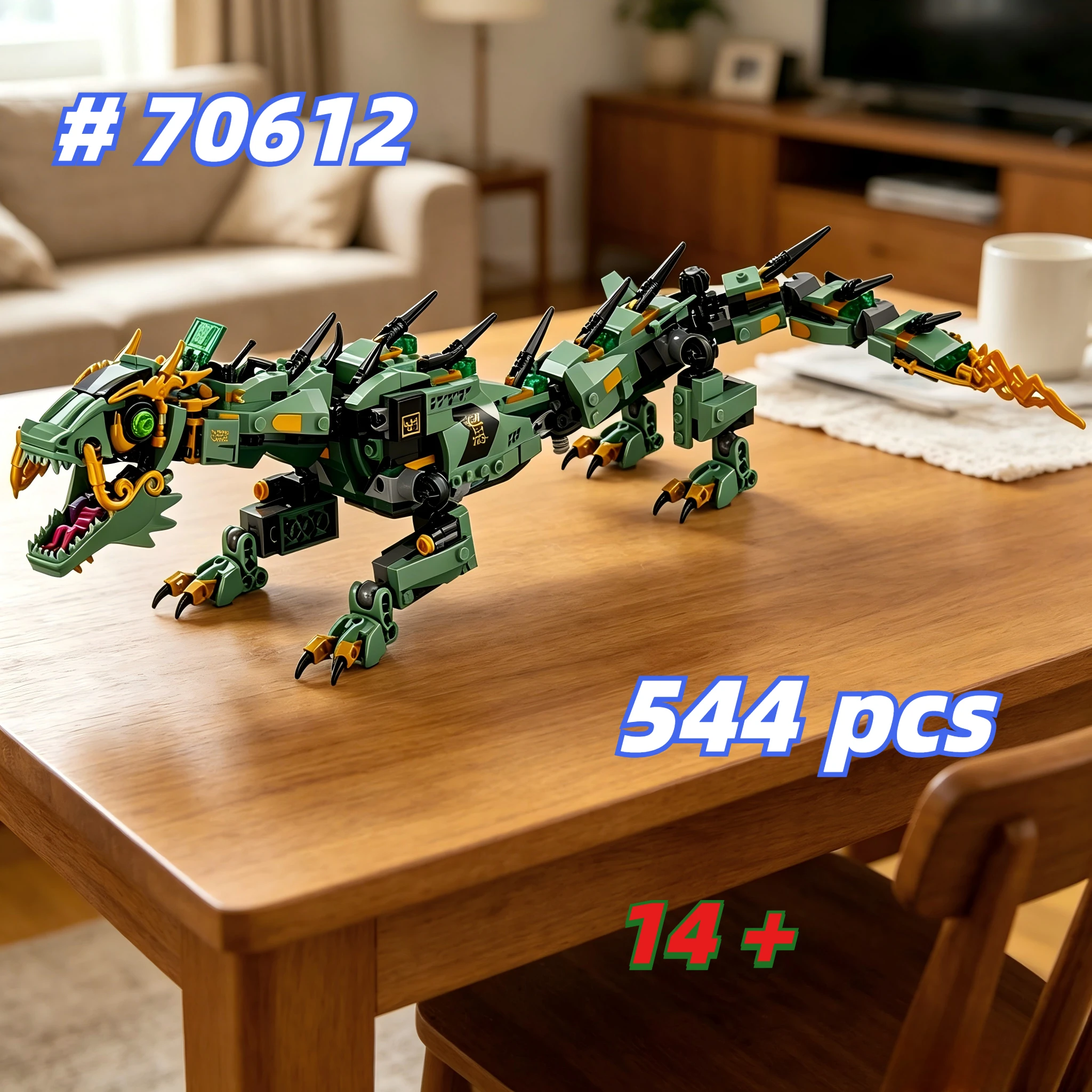 

Flying Mecha Green Dragon 70612 Building Blocks Sets Suitable for Birthday Gifts Compatible with Legoed Particles ，544pcs.