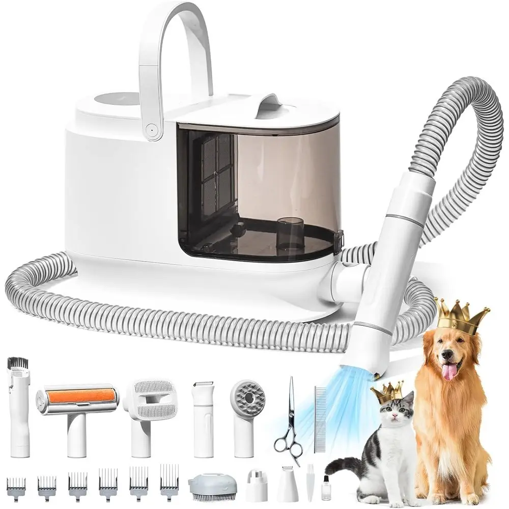 

Pet Grooming Vacuum, 3.5L High-Capacity Suction, 99% Hair Removal, 17 Tools for Shedding and Home Cleaning - White
