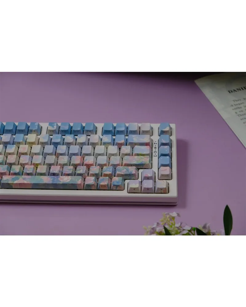 

Pastel blue and pink two tone durable pbt keycaps set high quality for custom mechanical keyboards