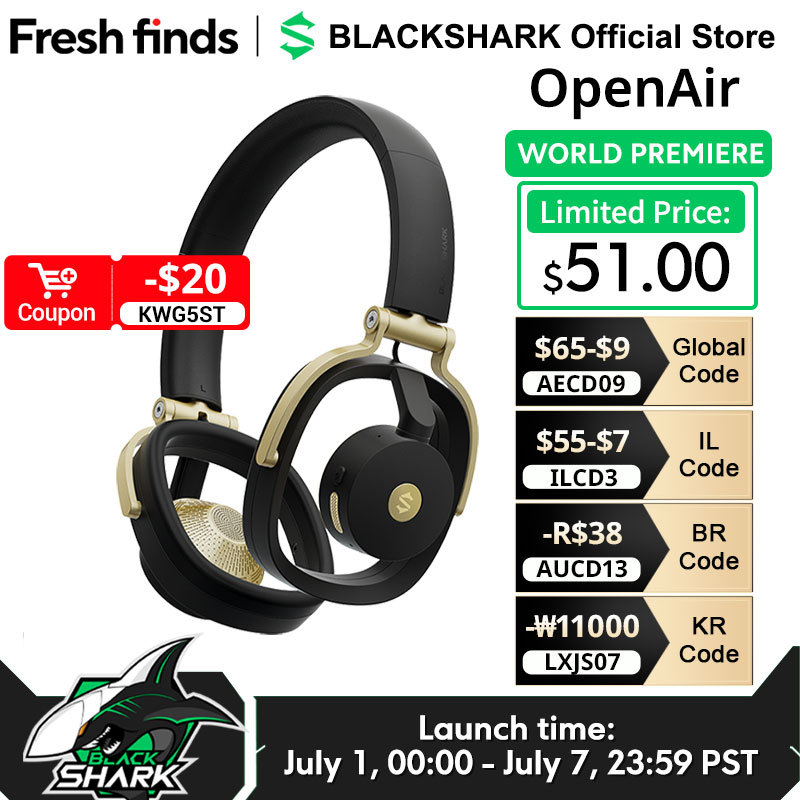  Black Shark OpenAir Open-Ear Headphones aptX HD Hi-Fi Wireless Headset 50H Battery Dual ENC CVC 8.0 Bluetooth 5.1 Global version 