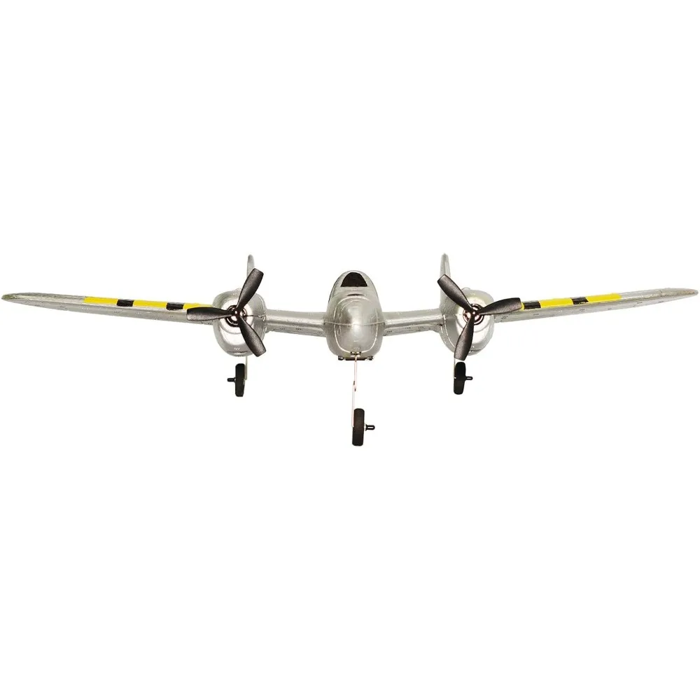 Avión RC de 2 canales de 2,4 GHz para principiantes: avión de iluminación P38 con características listo para volar