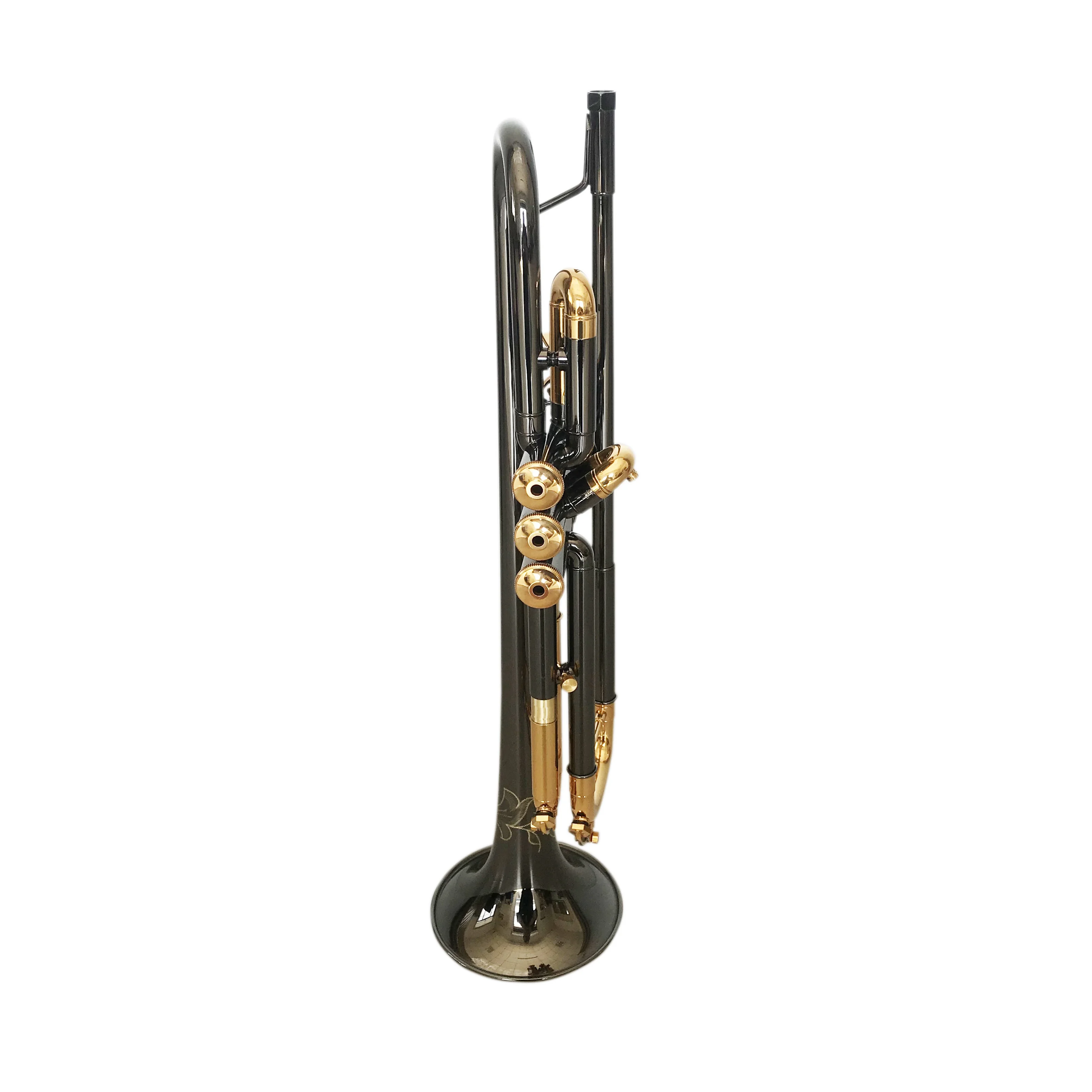 Professional JYTR409DBNGL Trumpet Master Level BB Tone Brass Body With Black Nickel Gold Finish High Grade Wind Instrument