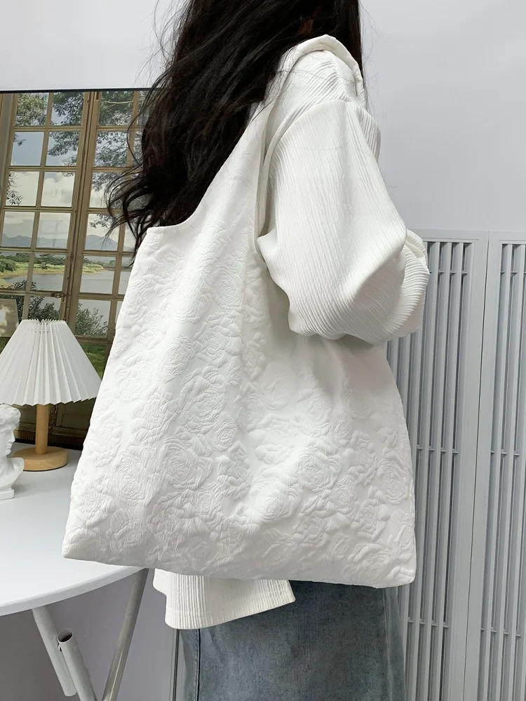 

2025 Spring Summer New Korean Peony Pr Flower Single oulder Canvas Vest Bag Women Commute Underarm Tote Bag Soft Polyest...