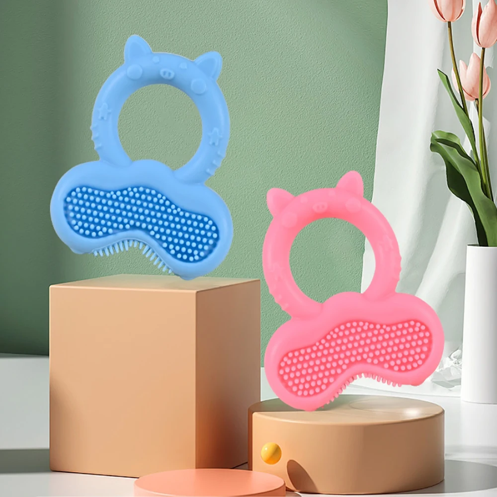 1 anillo mordedor para bebé, juguete para masticar durante la dentición de silicona, palo Molar con forma de Animal bonito, mordedor calmante congelado
