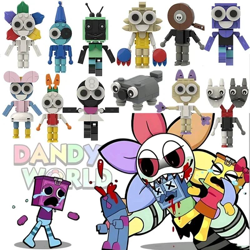 

Dandy's World Building Block Cartoon Toy Bricks Dandy Boxten Brightney Goob Flutter Scraps Shrimpo Figures Models Christmas Gift