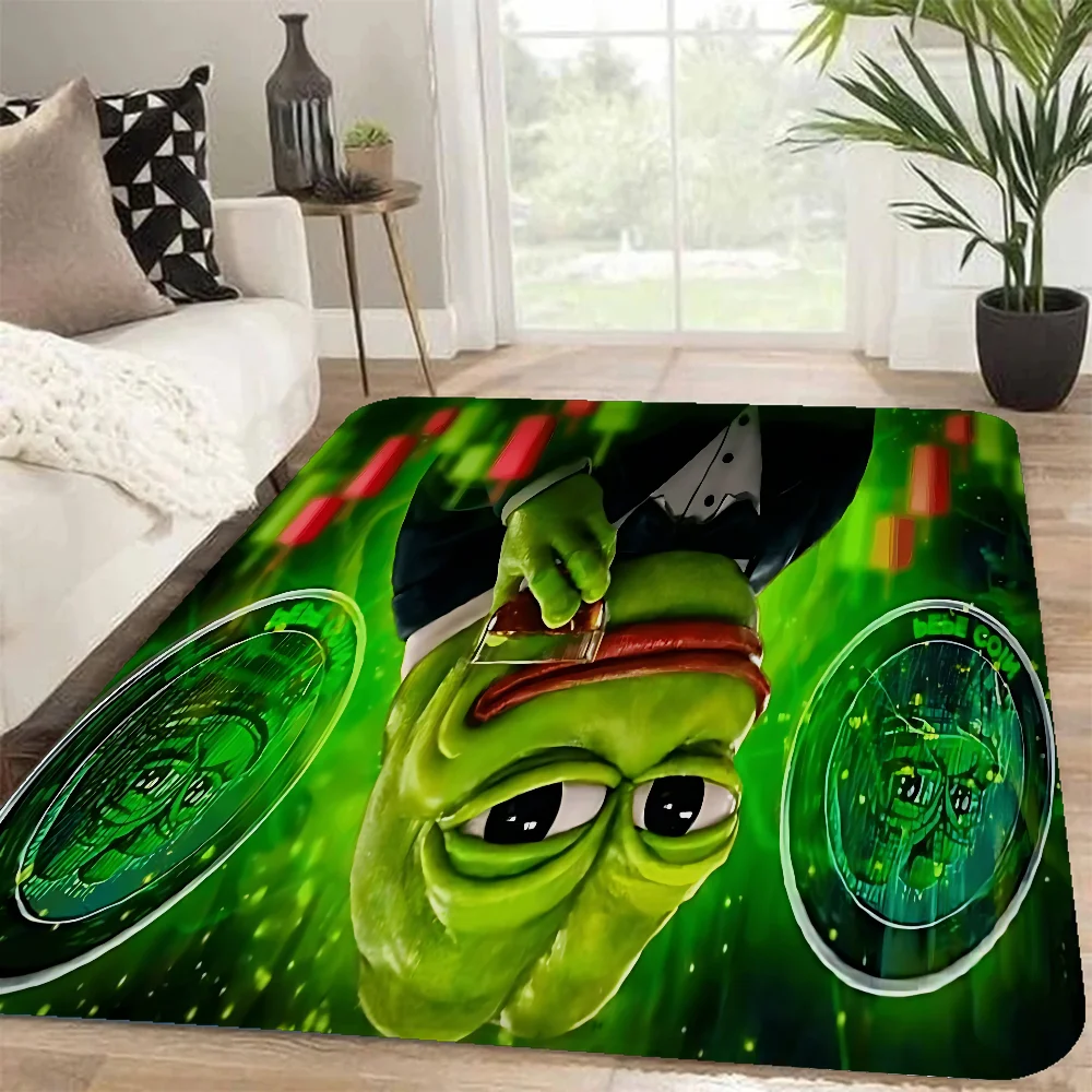 P-Pepe The Frog Face Cartoon Floor Mat Rectangle Anti-slip Home Soft Badmat Front Door Indoor Outdoor Mat Hotel Decor Mat