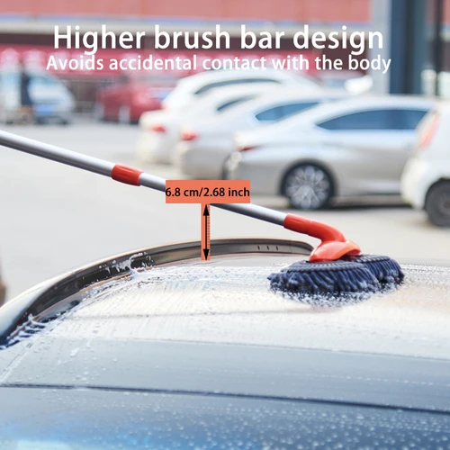 Imagen 2 del producto Fregona telescópica giratoria de tres secciones para lavado de coches. Fregona de doble cabezal para limpieza de techo/ventanas de coche, cabezal de fregona de repuesto, 1 Uds.