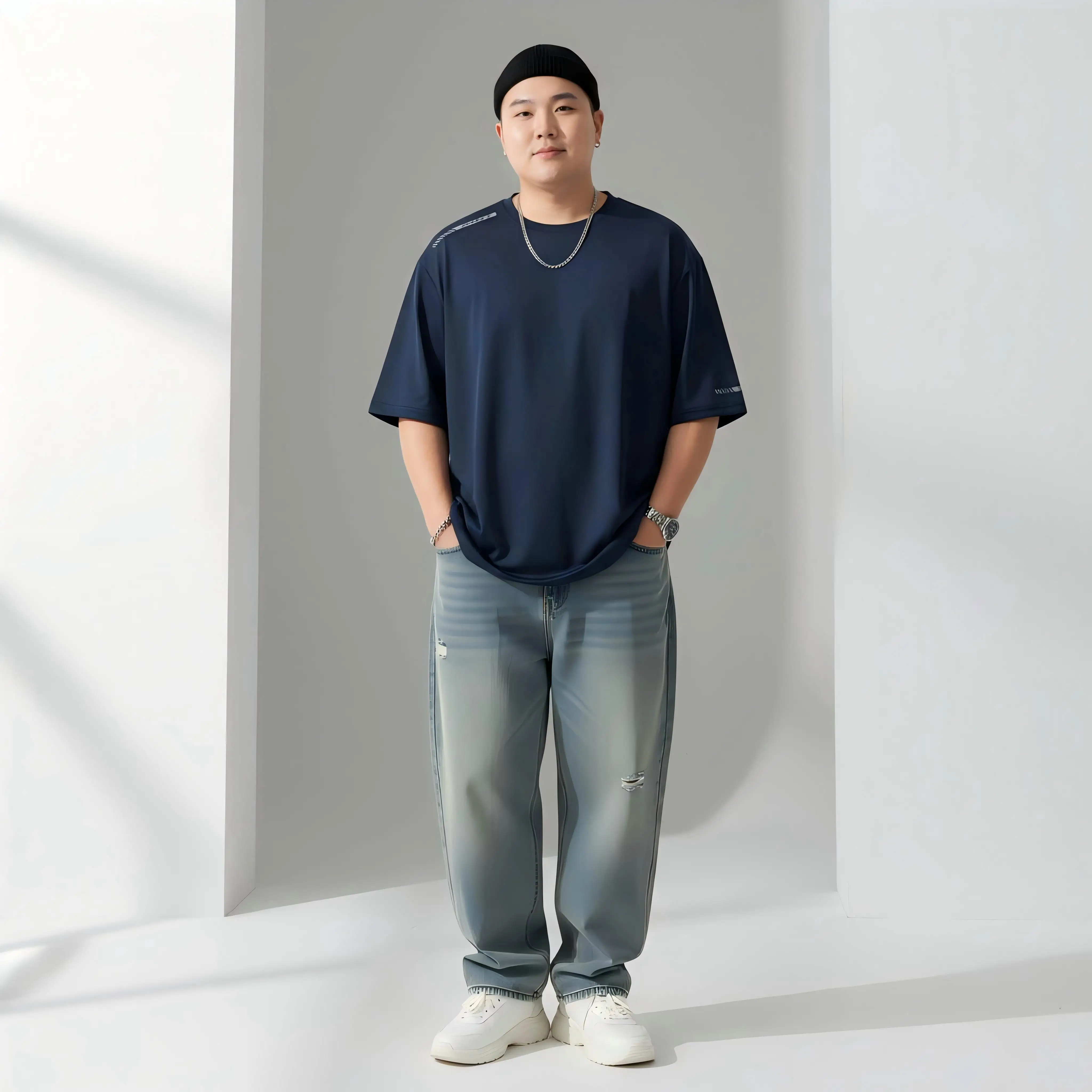 الصيف تي شيرت الرجال 6XL 7XL حجم كبير الحرير الجليد قصيرة الأكمام في الهواء الطلق الترفيه الرياضة تنفس التجفيف السريع تشغيل اللياقة البدنية #3