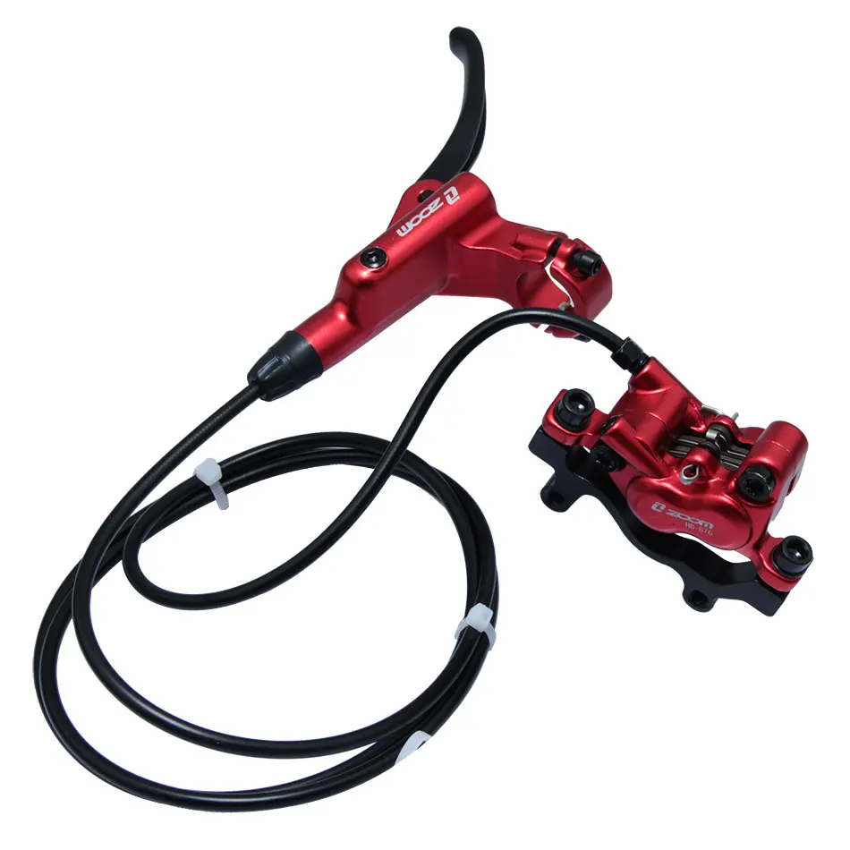 ZOOM HB-876 4 Piston Folding Mountain Bike Disc Hydraulic Brake Set Front 800 Rear 1400 Mm Mtb Bicycle Cramp Red Cycling Parts