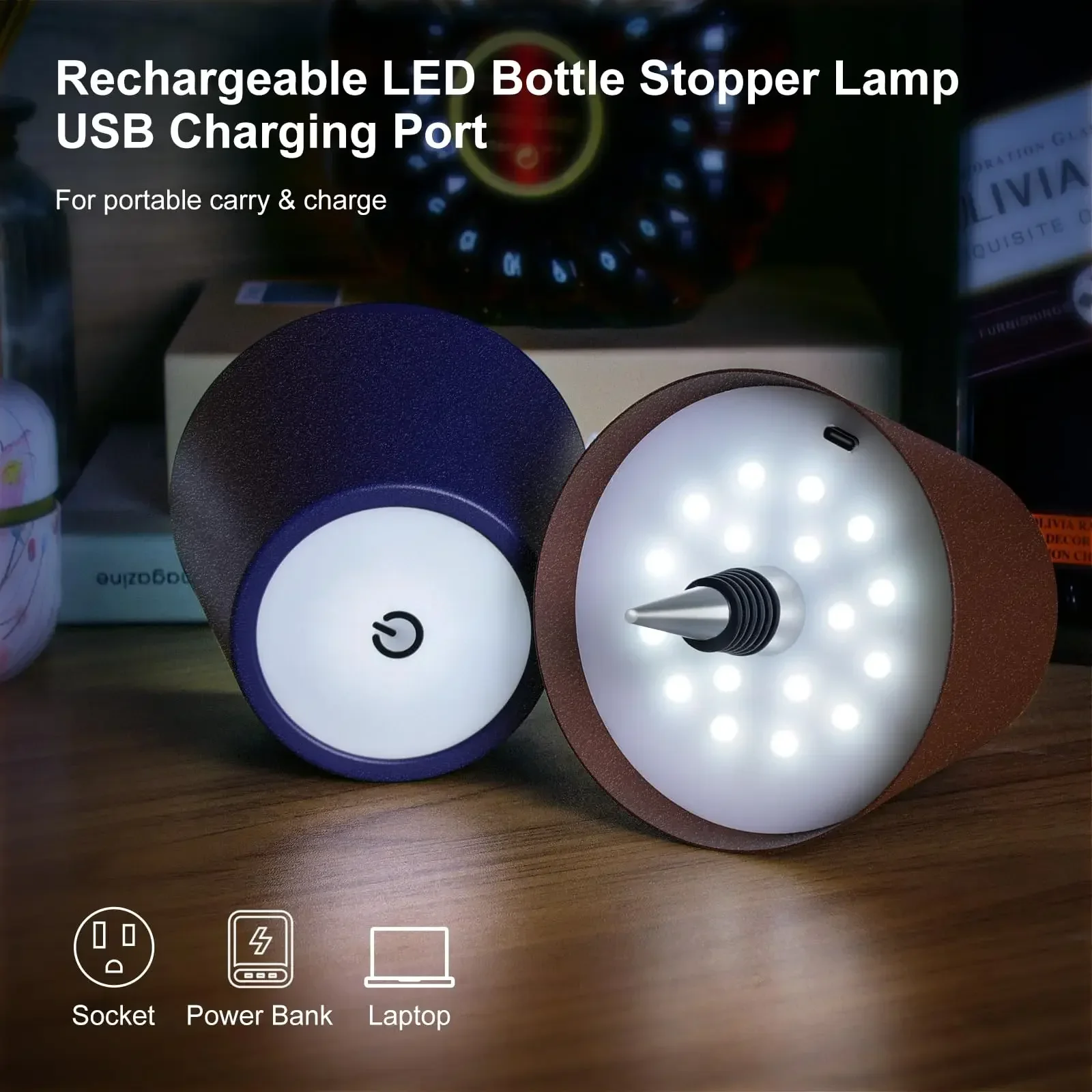 2025 LED Bottle Table Lamp Touch 3 Colors Rechargeable Portable Desktop Decoration Lamp For Bar Restaurant Camping Atmosphere De