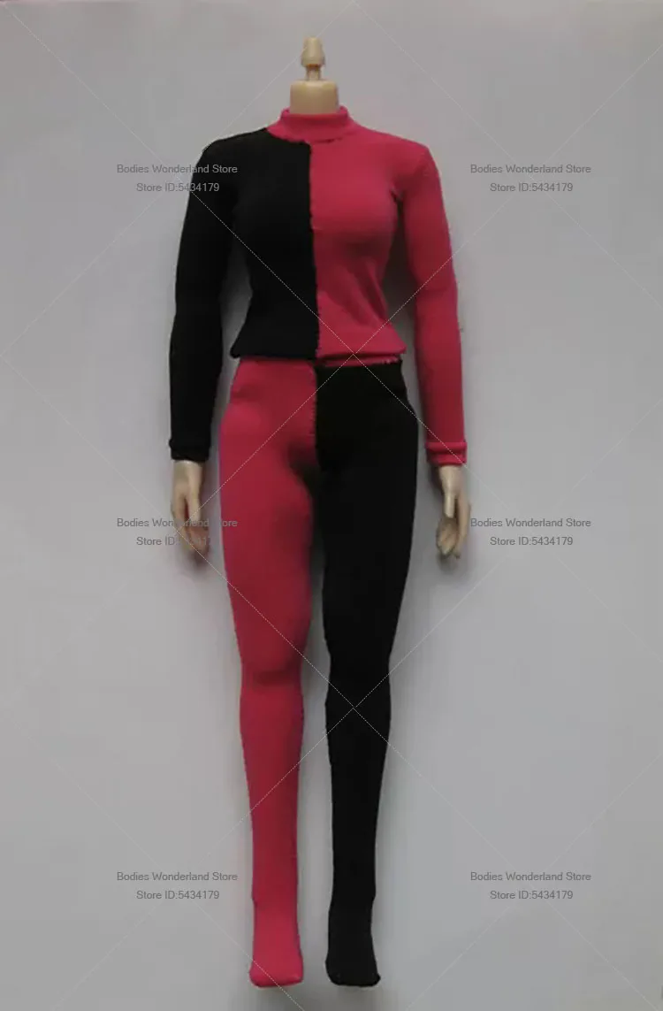

In Stock 1/6 Scale Female Soldier Round Neck Patchwork Tight Elastic Jumpsuit Model Clothes For 12inch Action Figure Doll