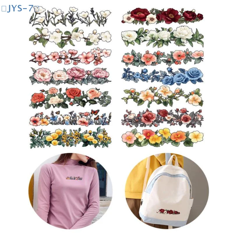 

【JYS-7】7/14Pcs Beautiful Flower Heat Transfer Patches On Clothes Thermal Vinyl Heat Transfer For Dolls Clothes Diy Craft