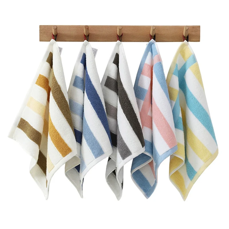 

34x34CM Striped Pure Cotton Towels Soft Face Towel Bathroom Absorbent Hand Towel Adult Children Household Wash Towels
