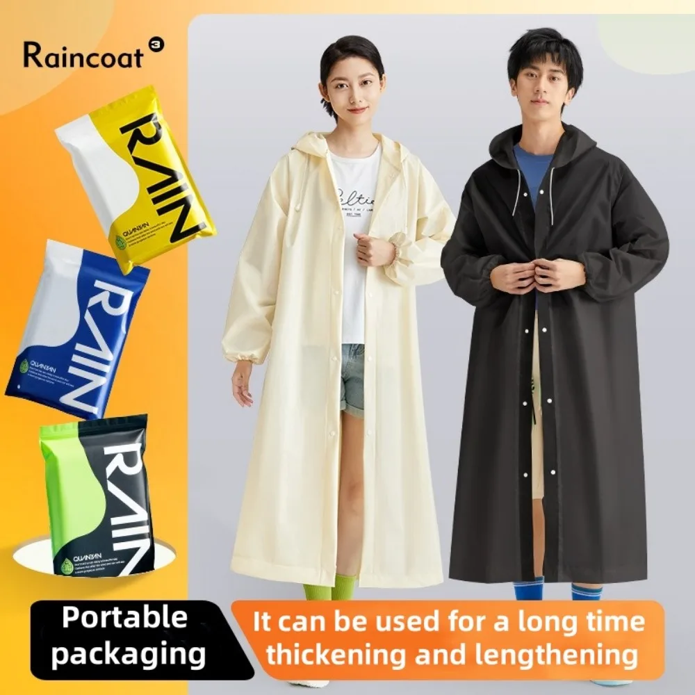 EVA  Adult Long Thick Raincoat Outdoor Hiking, Fishing, Camping, Portable One Piece Raincoat for Men and Women Rain Poncho 