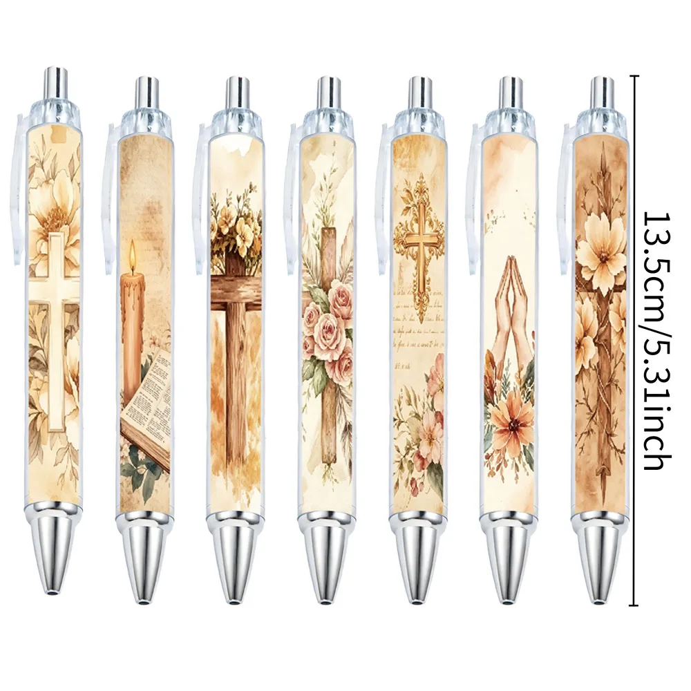 10pcs Religious Cross Theme Press Neutral Pen School Season Student Writing Pen Gift Pen Pattern Random
