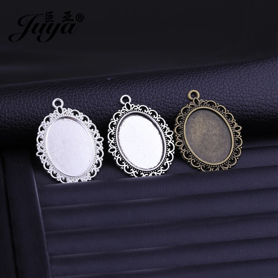 10pcs/lot Pendant Blank Settings Cabochons Bases Bezel Tray DIY Jewelry Making 18x25mm Charm Cabochon Cameo For Pendant Necklace