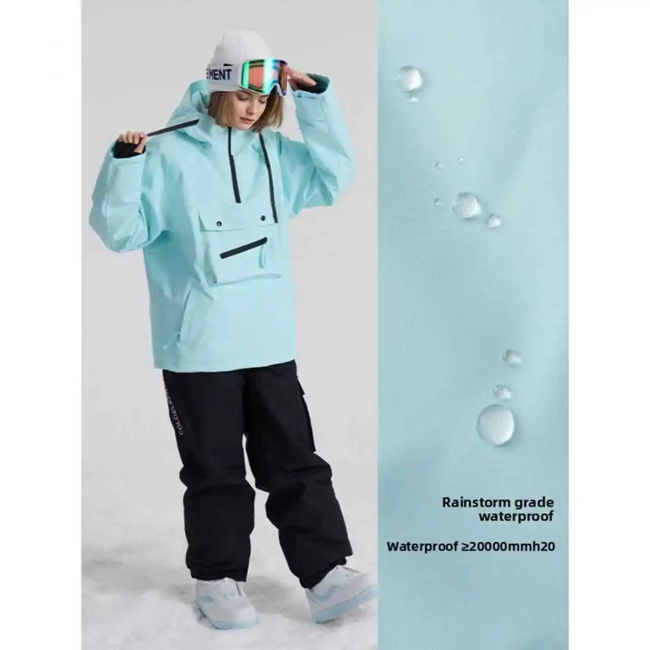 Coldelement Women's Pullover Ski Jacket Men's Snowboard Hoodie Waterproof Outdoor Separate Ski Suit Windproof Warm Winter Sports - Image 2