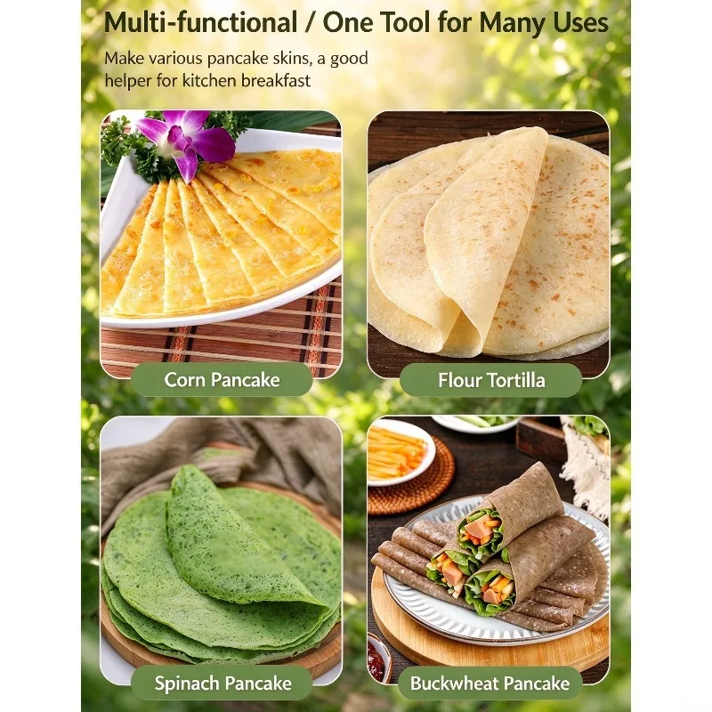 Hand-crank Stainless Steel Crepe, Pancake Maker, Household, for Making Jianbing,Chinese Crepes, Street Food Stall Use