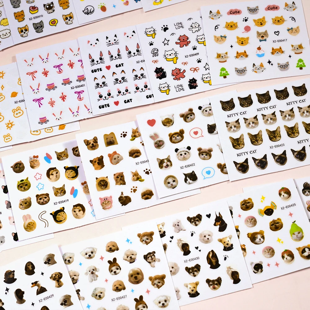 30pcs 사랑스러운 애완 동물 Ins 개 고양이 네일 스티커 귀여운 다른 고양이 디자인 데칼 고양이 발 슬라이더 자기 접착 매니큐어 액세서리