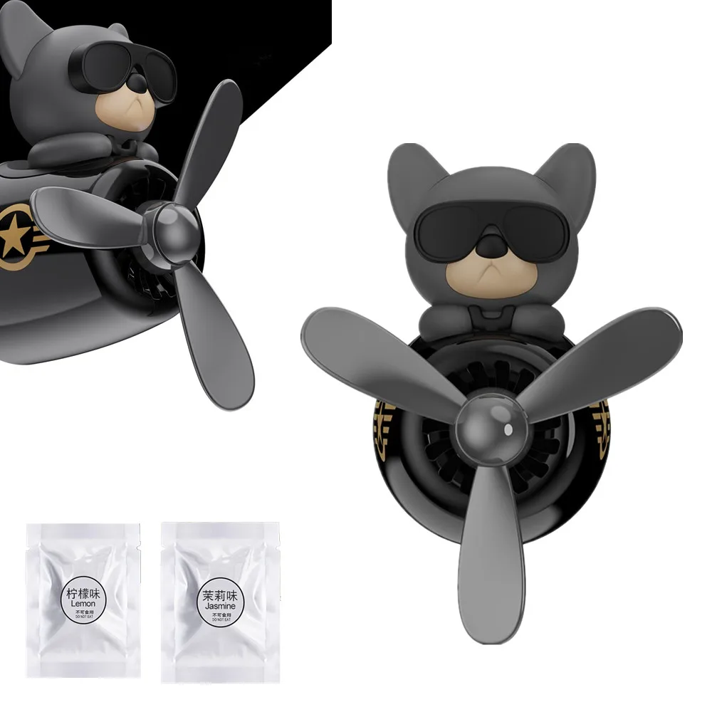 

Cartoon Dog Pilot Rotating Propeller Car Air Vents ornaments Car interior Decoration 자동차방향제프로펠라 Vehicle Accessories