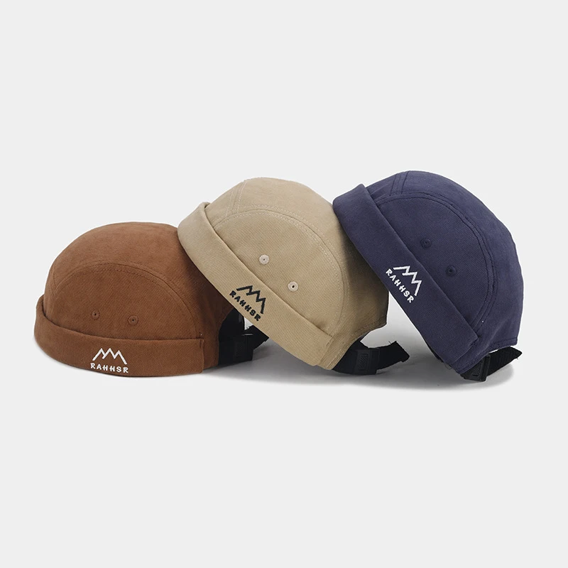 Vintage Washed Mountain Embroidered Docker Cap Unisex Outdoor Streetwear Hip Hop Landlord Hat