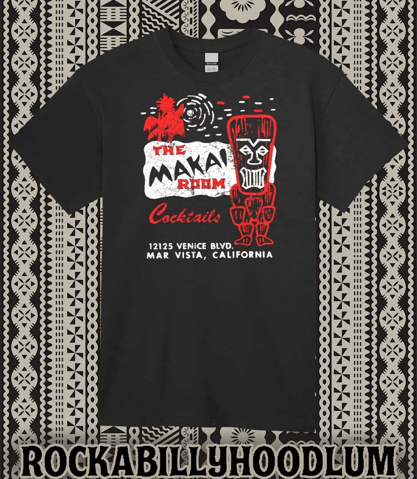 Retro Tiki Tee T Shirt Rum Mug Restaurant Bar Cocktail Makai Room Mar Vista CA