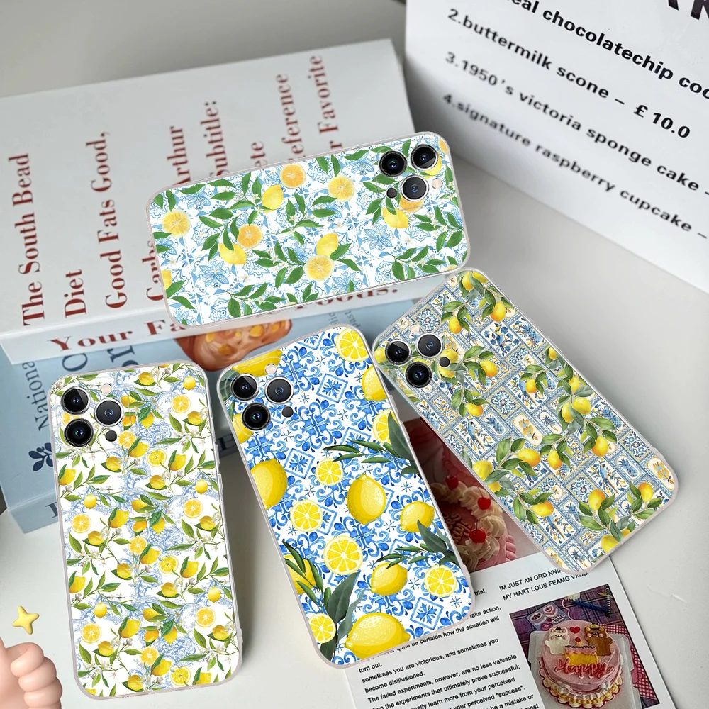 Mediterranean Lemon Phone Case Silicone Soft For Iphone 16 15 14 13 12 11 Pro Mini XS MAX Plus X Cover