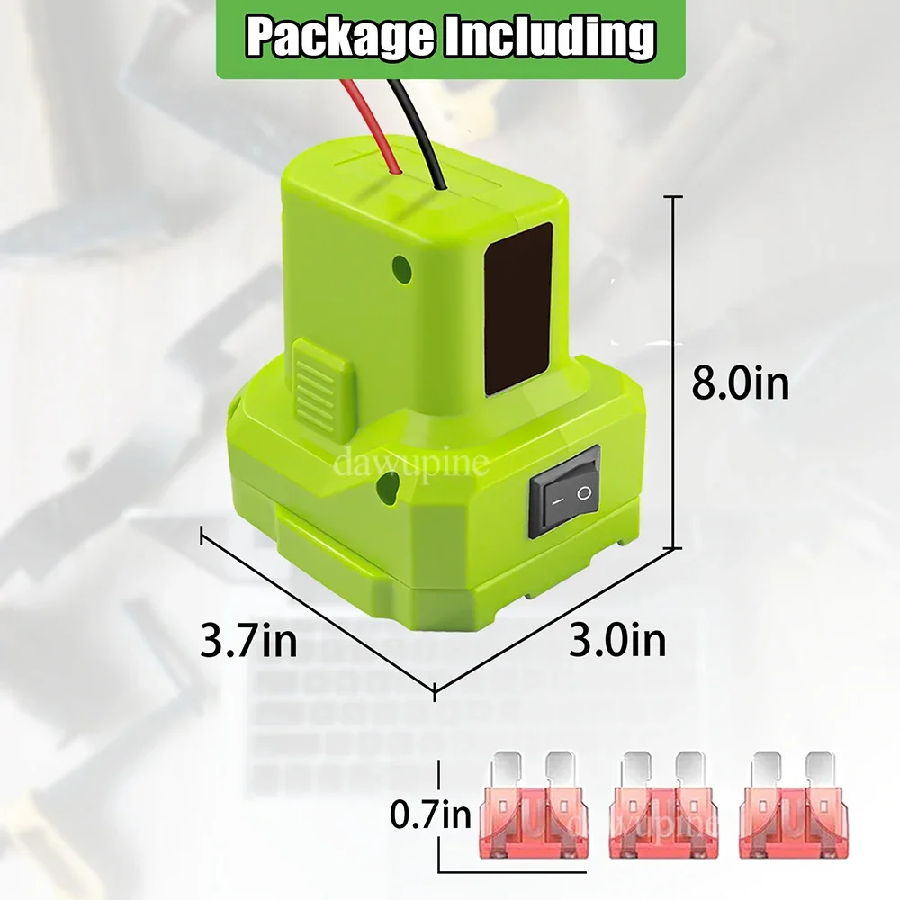 ワイヤーハーネスコネクタ電源ホイールDIYアダプター40Aヒューズ、リョービ18Vリチウムイオンバッテリー用、ペグペレーゴ子供用乗用玩具P107 P108対応