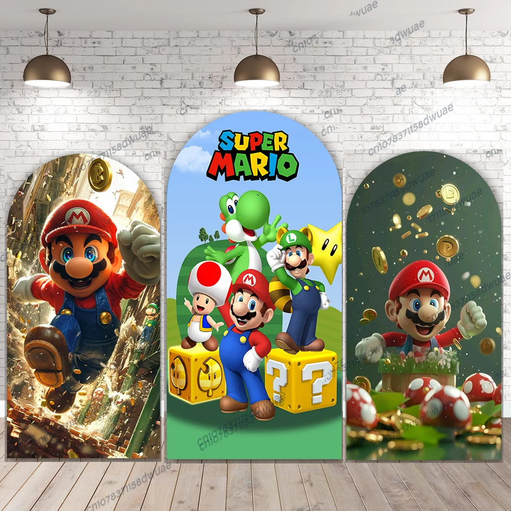 

Super Mario Birthday Party Backdrop Photo Arch Photo Background Baby Shower Photography Backdrop Decoration