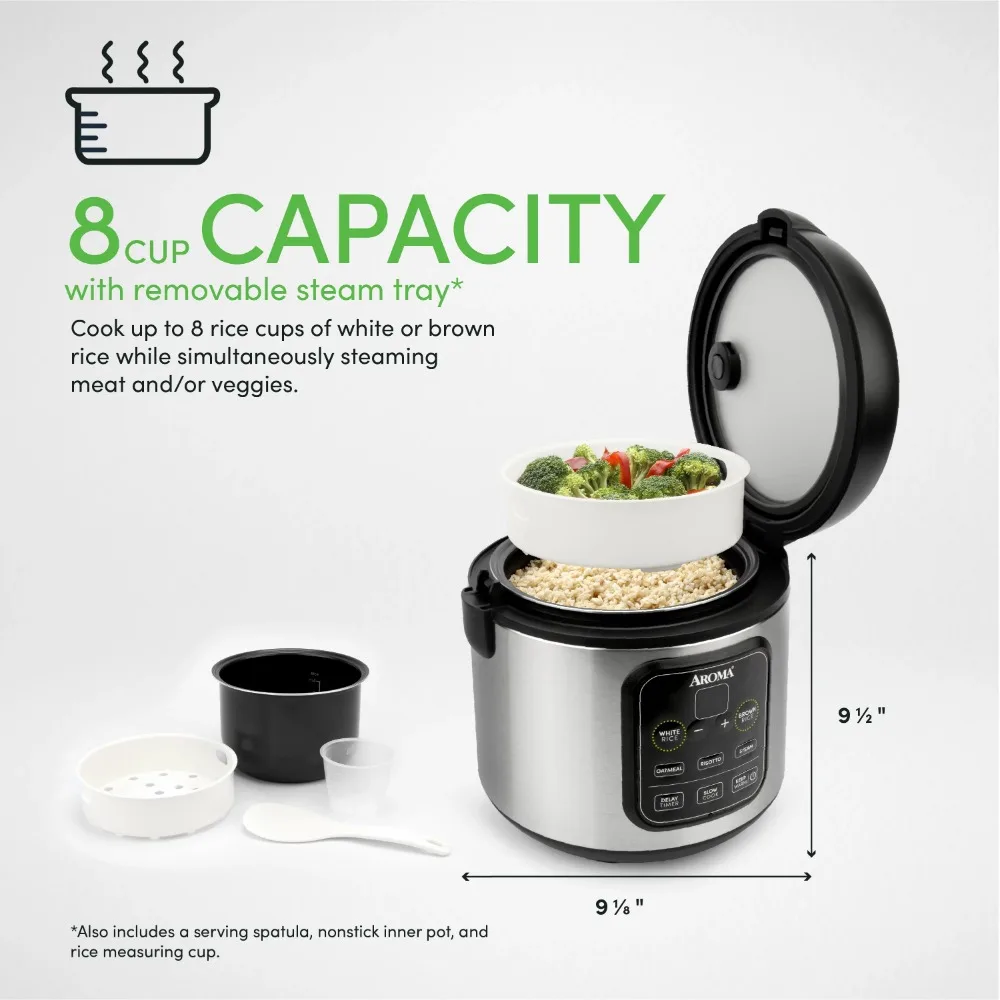 2023 New Aroma® 8-Cup (Cooked)/2Qt. Rice Cookers, Digital Rice & Grain Multicooker