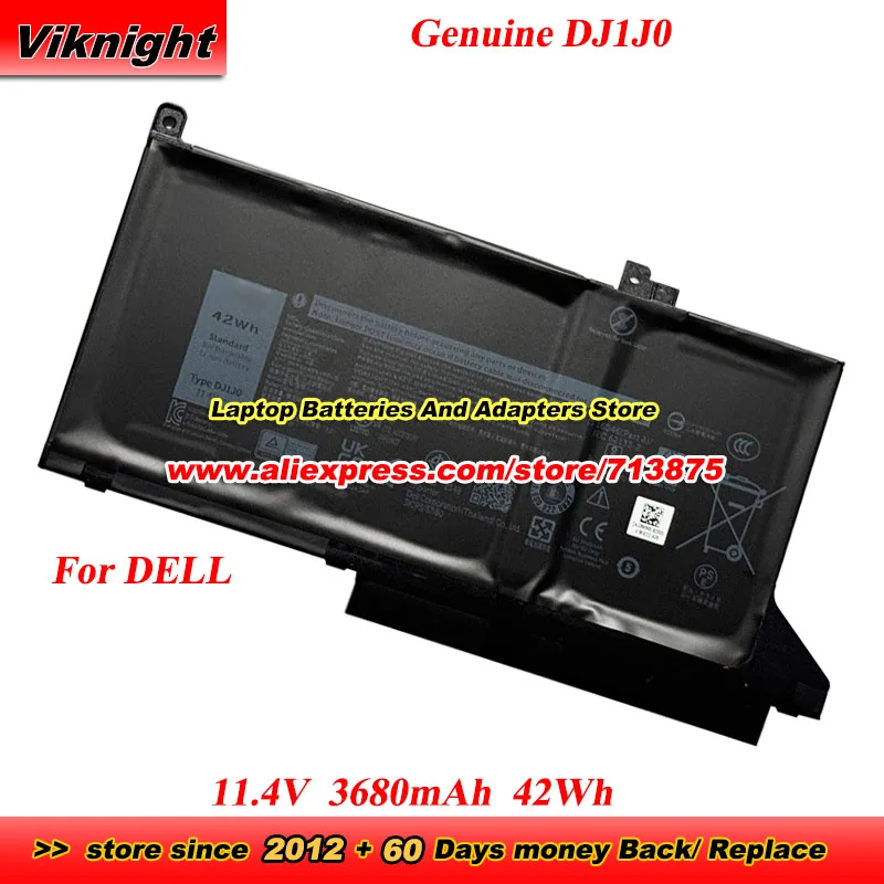 

Genuine DJ1J0 Battery 11.4V 3680mAh 42Wh for Dell Latitude 12 7280 7380 7480 7290 7390 7490 5300 5310 7400 E7280 E7380 E7480