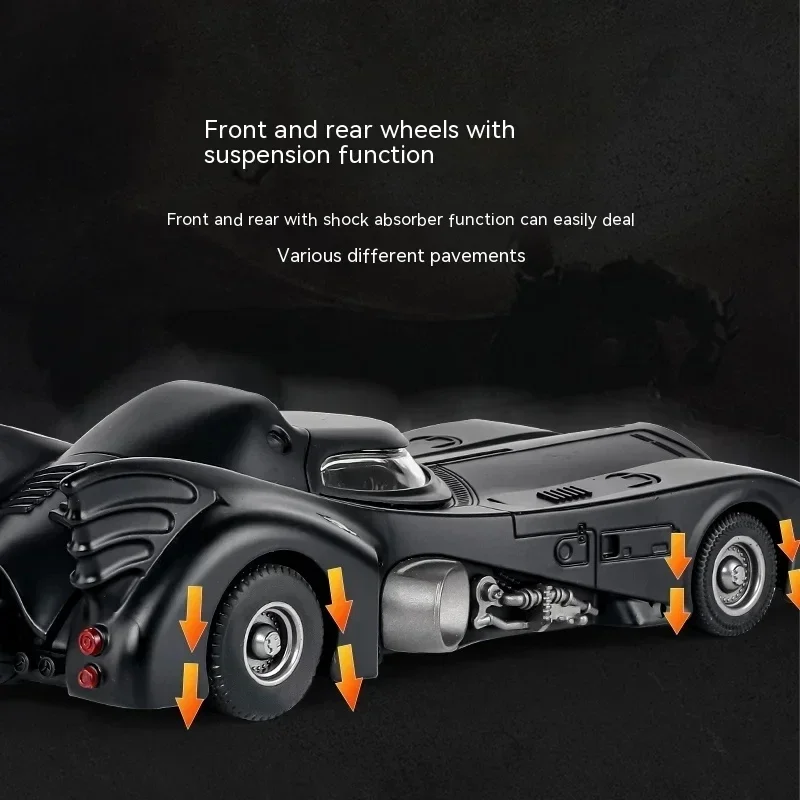 Hot Toys 1:24 Toy Vehicle Anime Figure Batman Simulation 1989 Batmobile Alloy Model Sound And Light Metal Pull Back Cars Gift