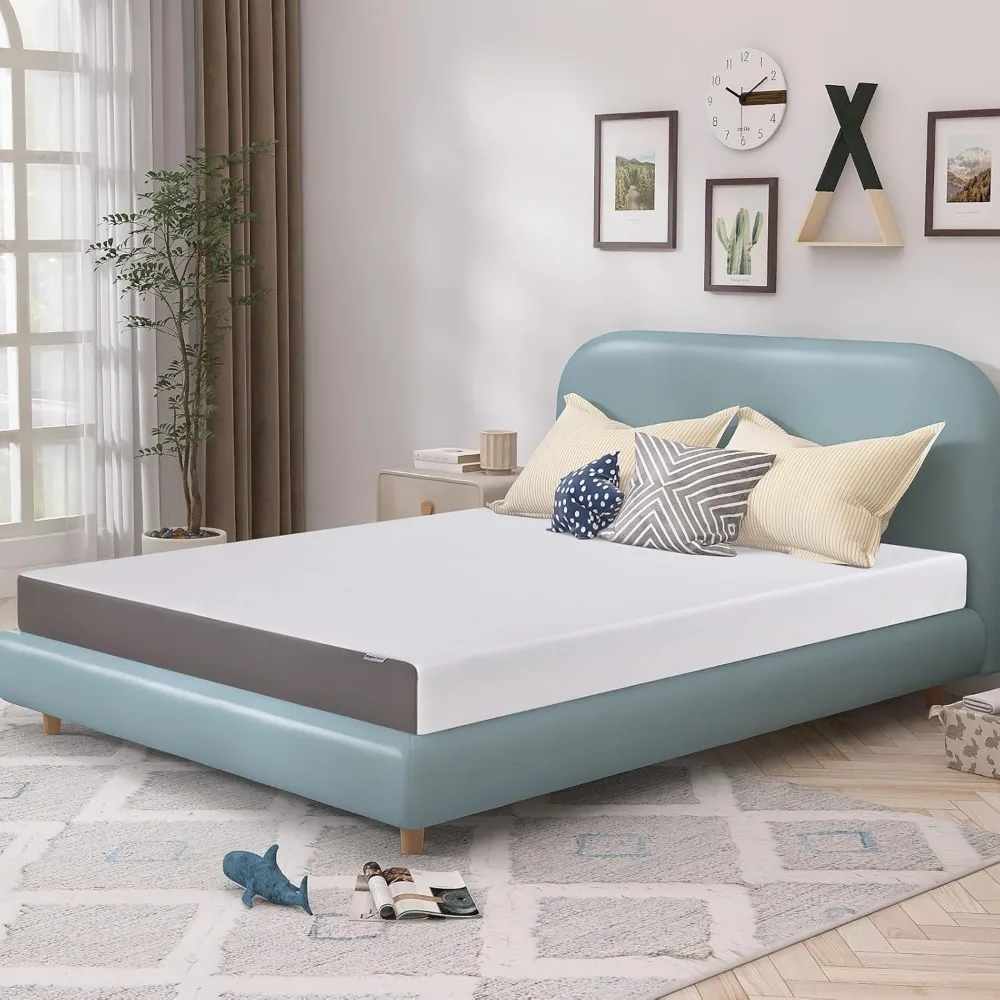 Single mattress, memory sponge and Plush-Feel, perfect for side sleep, 6 inches, white and grey