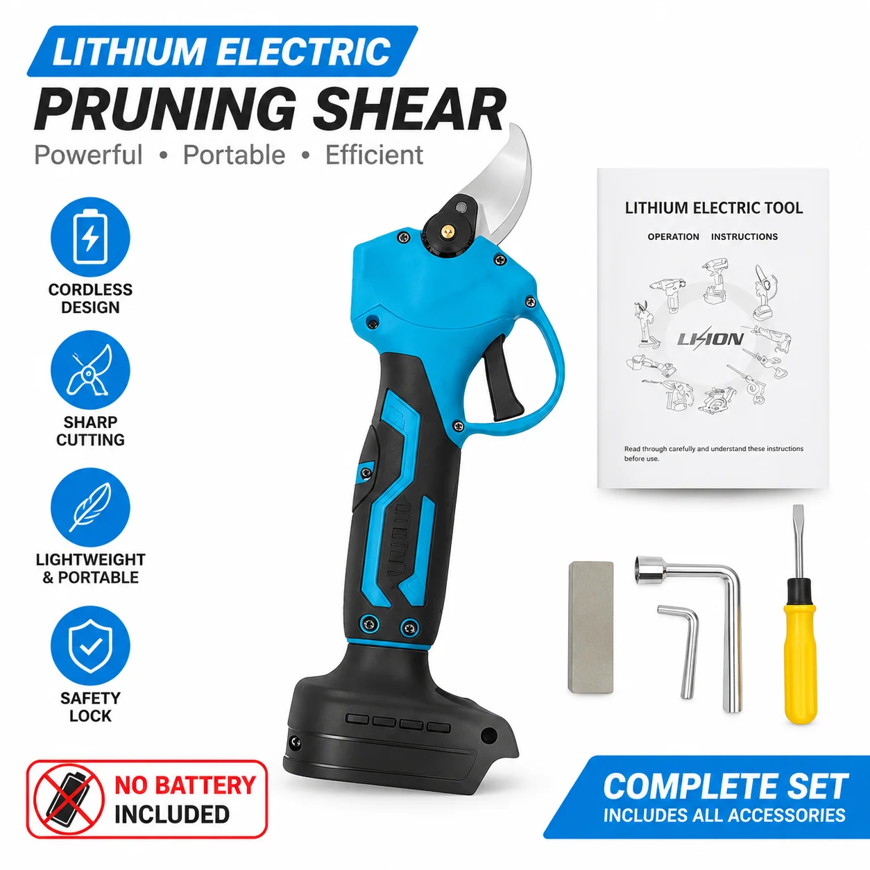 18V Cordless Electric Pruning Shears Brushless Secateurs, Garden Tree Branch Cutter for Bonsai, Orchard, Gardening & Landscaping