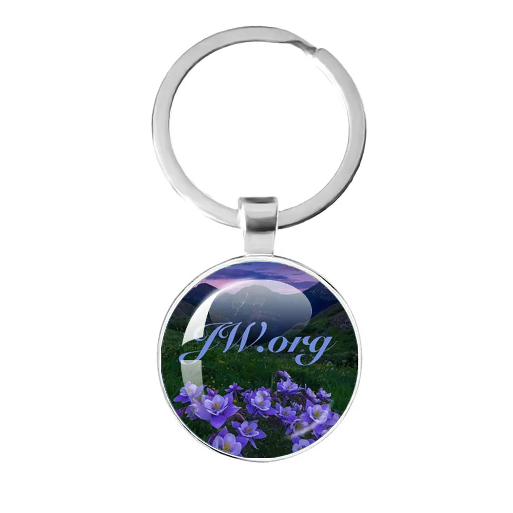 Jw.Org Keychain Jehovah\'S Witness Art Printed Photo Metal Glass Pendant Keychain Jewelry Fans Gift  Wholesale