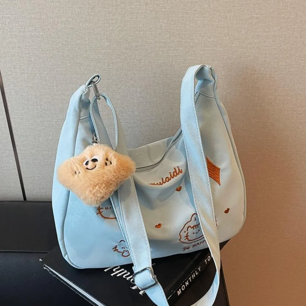 Большая вместительная сумка через плечо с милым котом и вышивкой, новая модная сумка через плечо, повседневная дорожная сумка в стиле каваи с героями мультфильмов