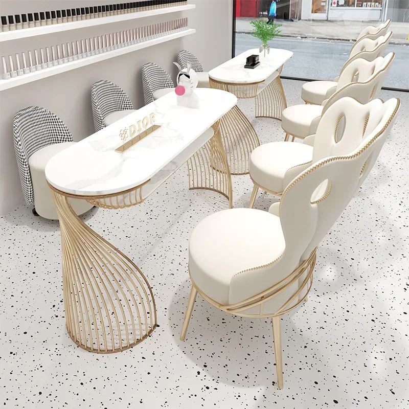 Professional Nails Tools Furniture Golden Luxury Table Manicure Nail Portable Reconstruction Folding Design Tables Tabl White
