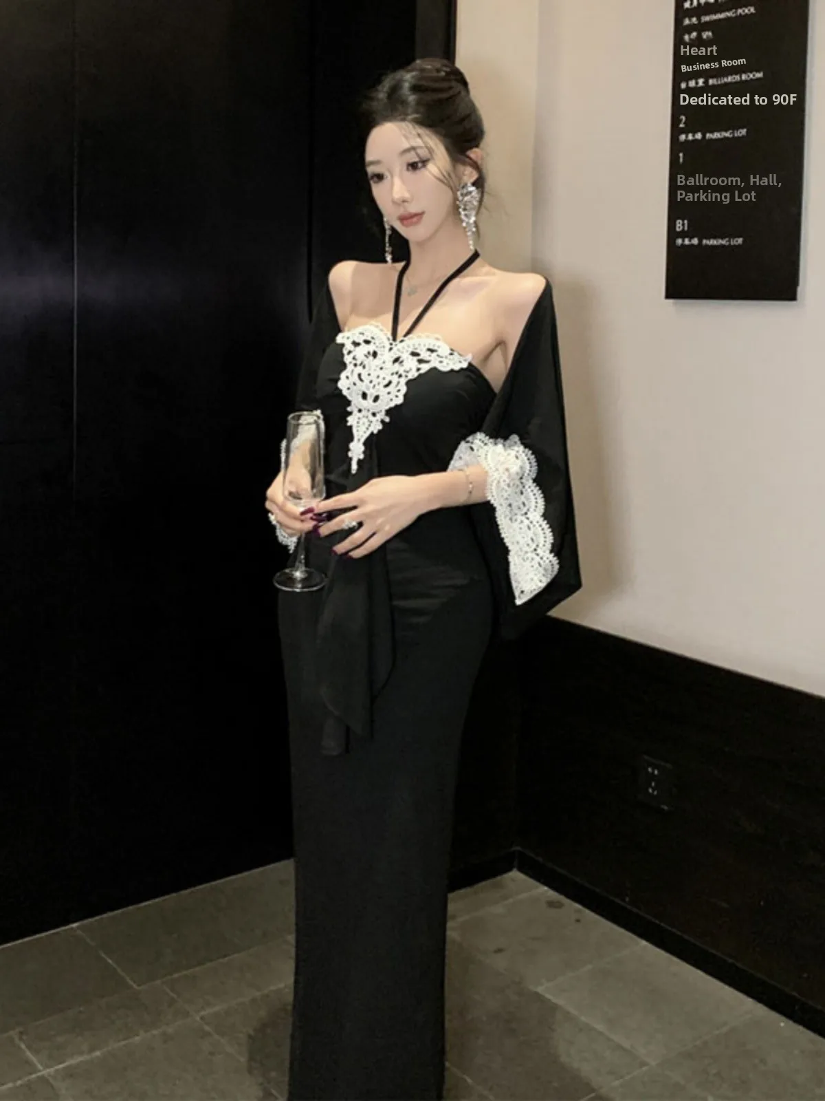 

Spring Summer Fashion Set High Neck Cardigan Dress Two Piece Women's Comfortable Cotton Slim Fit V Neck Long Sleeve Dress